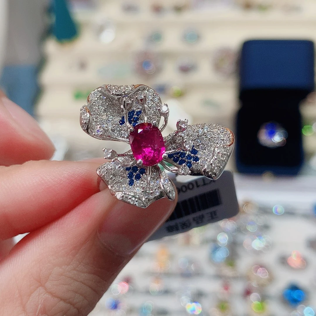 戒指戒指银S925镶嵌碧玺