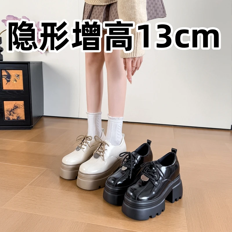百搭乐福鞋jk新款爆款鞋子女款小个子内增高英伦风鞋子老钱风厚底