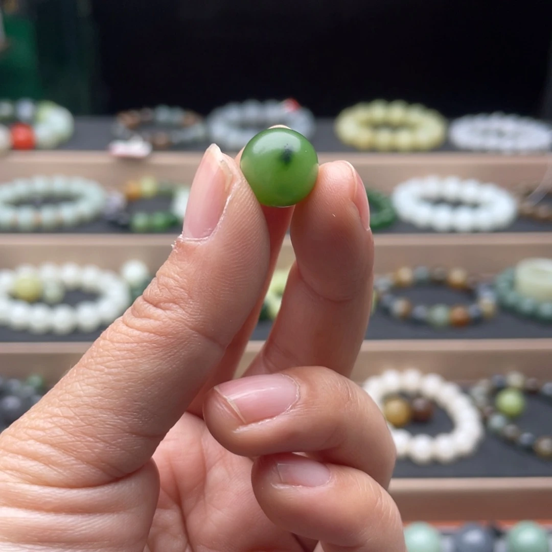 和田玉单珠12未镶嵌蓝*瑰