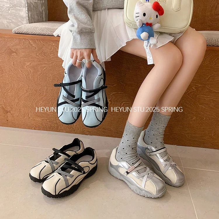 厚底芭蕾风德训鞋女ins潮2025夏季新款复古户外设计感休闲运动鞋