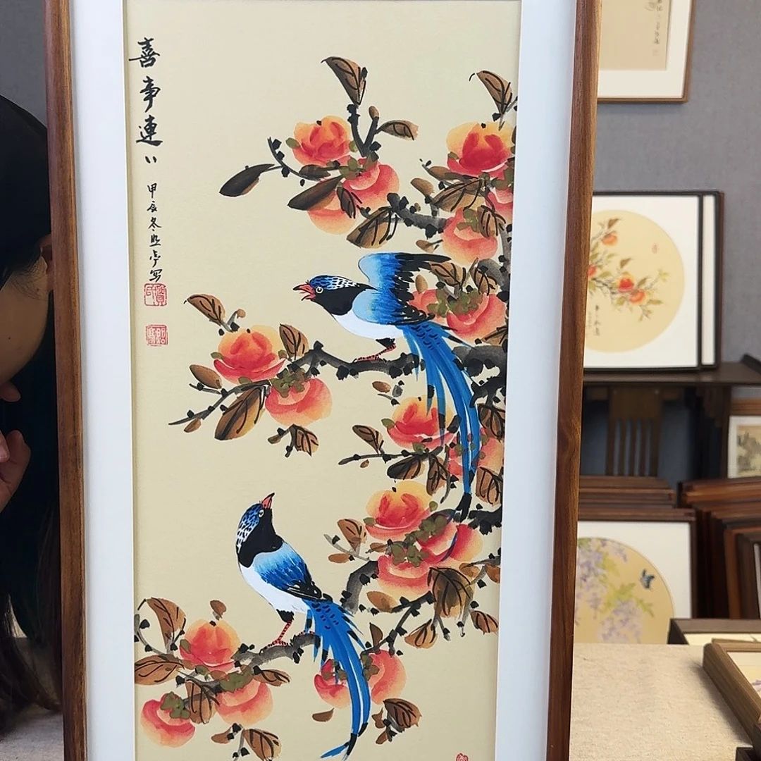 书法手绘带框尺寸： 36*69