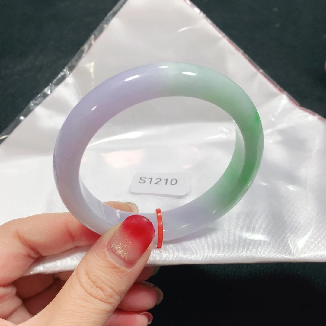 翡翠未镶嵌手镯春彩半山水S1210-03