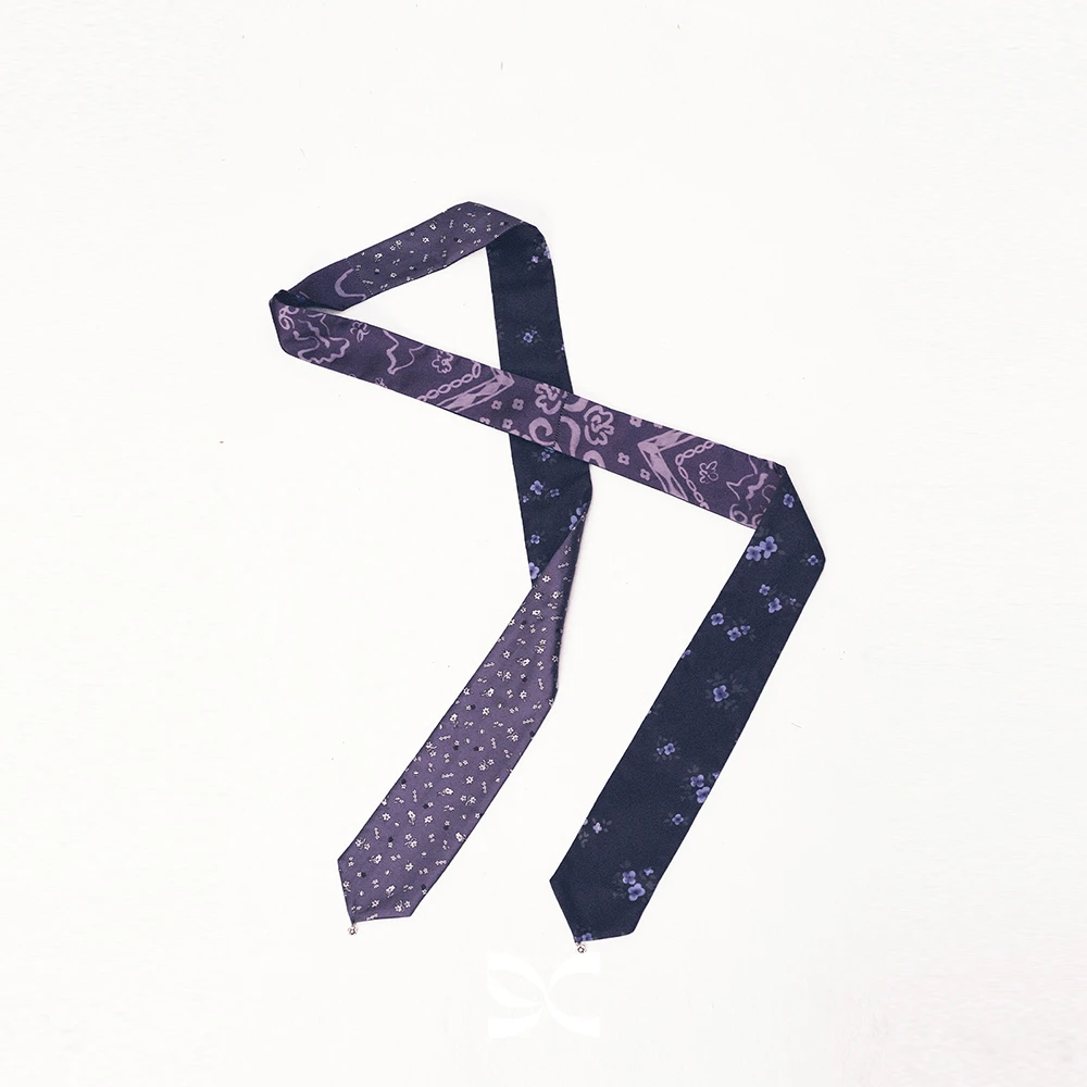 SquarecircleCo方圆桑蚕丝真丝剪纸风涂鸦领带长款丝巾CY5S37012