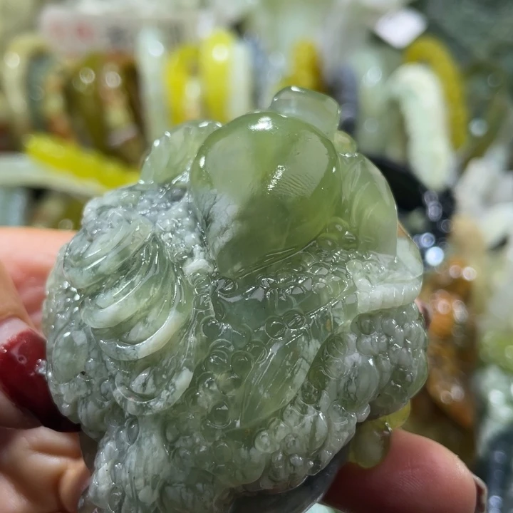 岫玉未镶嵌手把金蟾