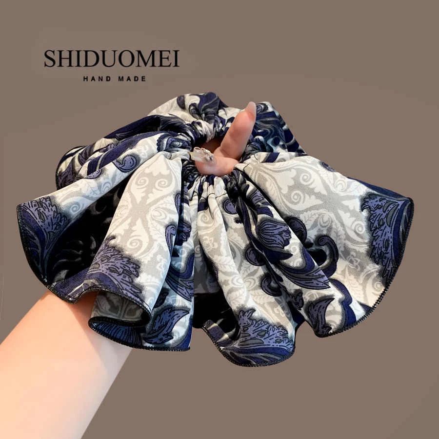 高级感图腾印花大肠发圈2025新款精致扎马尾头绳发绳洋气头花发饰