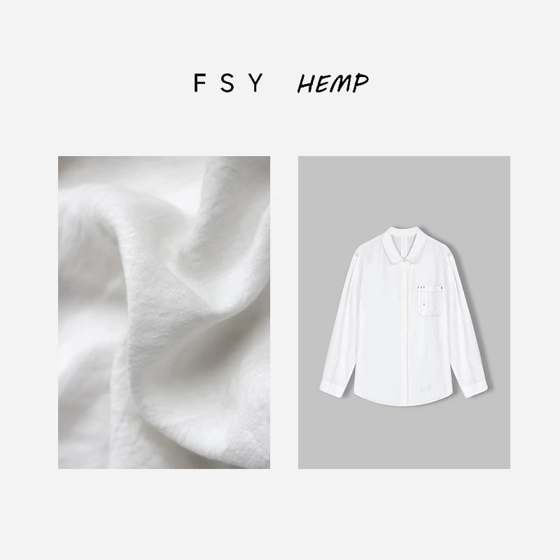 100%汉麻衬衫水果酵素洗盐缩砂洗长袖女装衬衣百搭夏季FSY50408