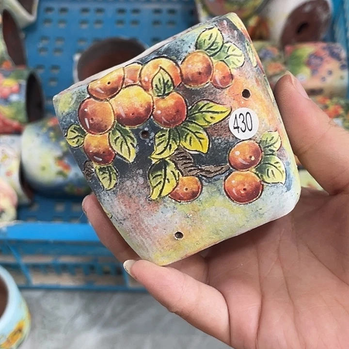 手绘粗陶盆多肉花盆