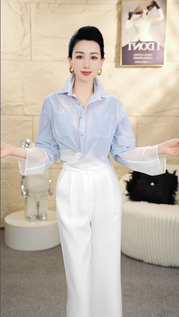 【莉姐心选】「月白风清」春上新气质设计感时尚简约衬衫上衣W25D473