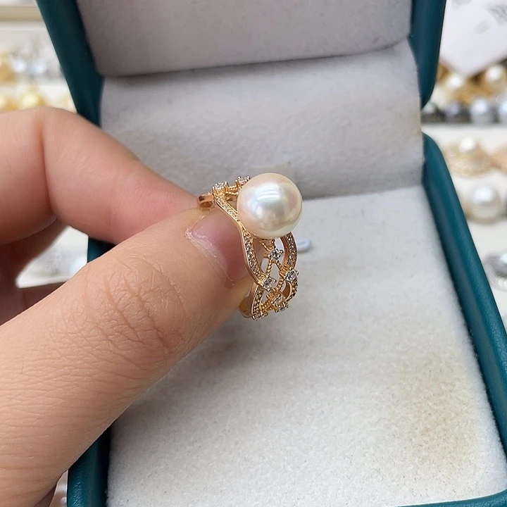 海水珍珠戒指银S925镶嵌