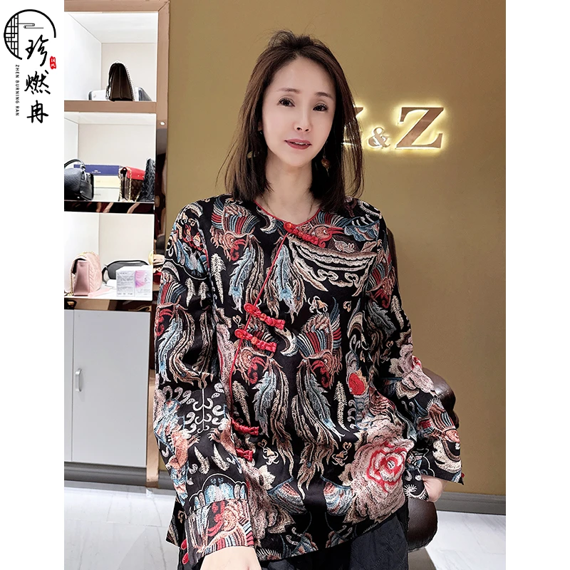 【珍珍新中式】【栾凤俏牡丹】新浮绣百搭气质图腾国风上衣S-11123
