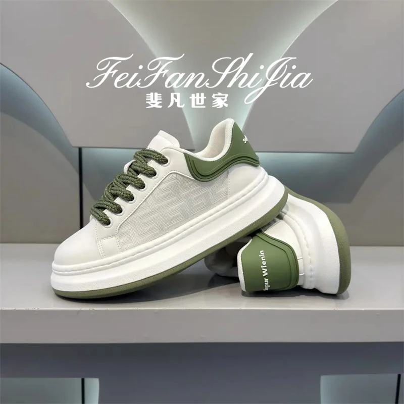 2025鞋子男款夏季新款时尚透气小白鞋网面潮流厚底百搭休闲板鞋男