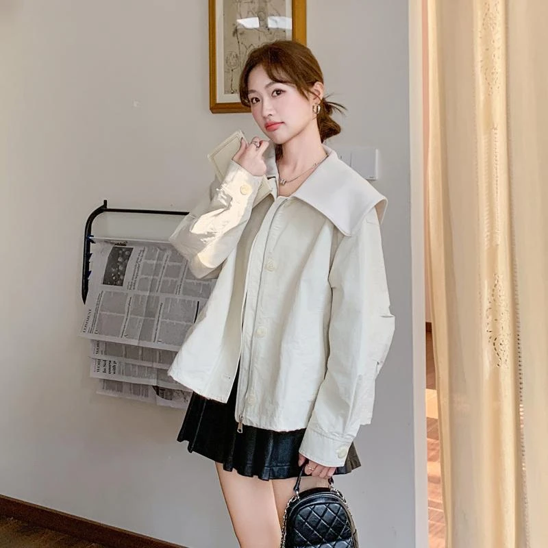 线下门店款超好看娃娃领短外套女高级感2025春季新款韩系休闲上衣