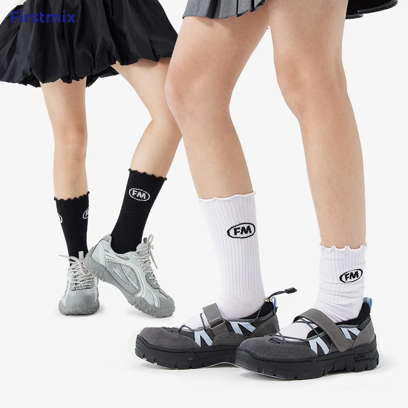 【FIRSTMIX官方旗舰店】花边运动中筒棉袜（白色一双）