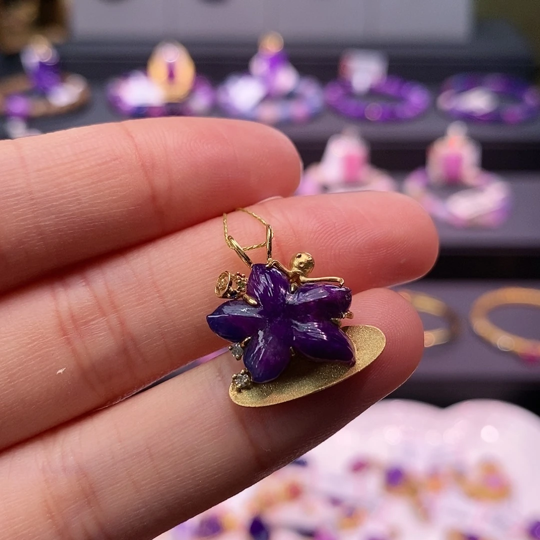 苏纪石（舒俱来）18K金镶嵌吊坠(不含链)