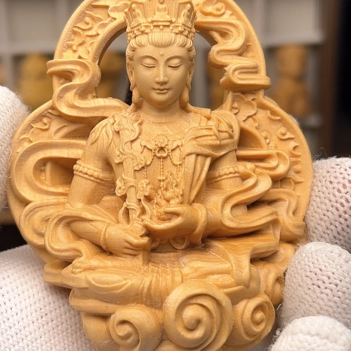 虚空藏菩萨挂件黄杨木挂件