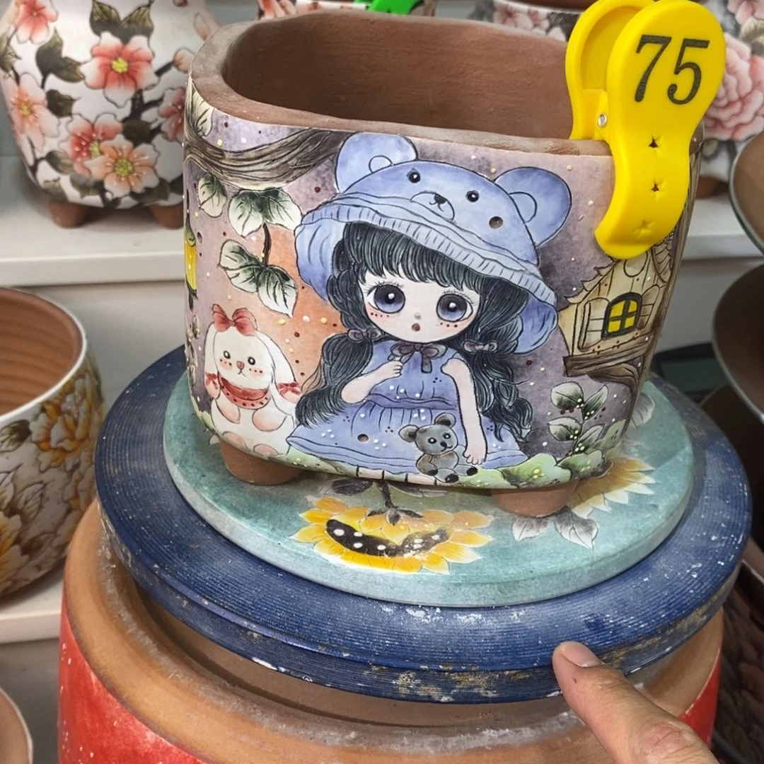 紫砂花盆开*水晶花盆72微瑕