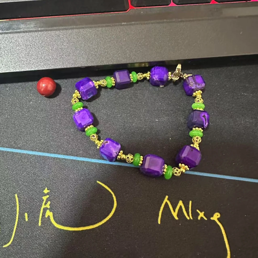 含辰砂工艺品【繁花珠宝甄选】含辰砂工艺品紫舒方糖手串HX70020