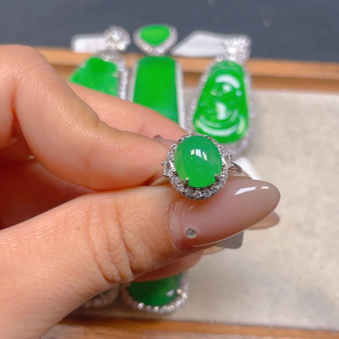 翡翠银S925镶嵌挂件