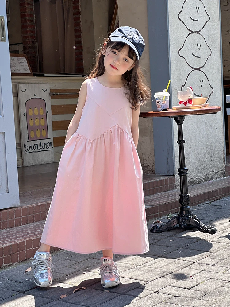 【依妈童品】女童夏季无袖长裙设计感大裙摆公主背心裙 25B155