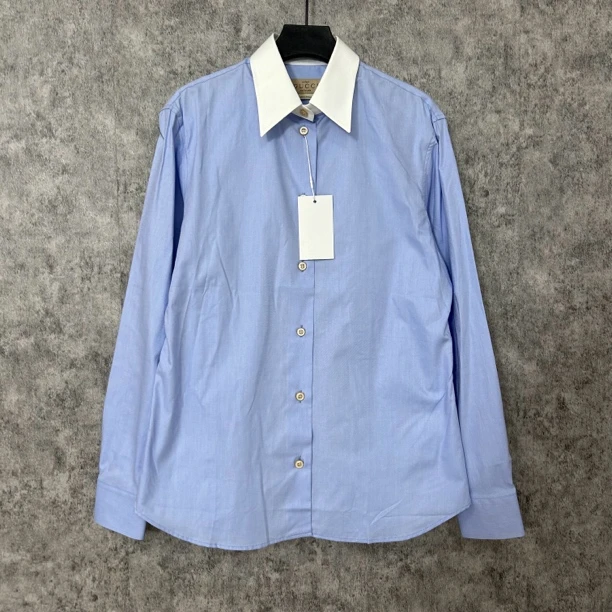 未使用 GUCCI/古驰 蓝色白领工服衬衫