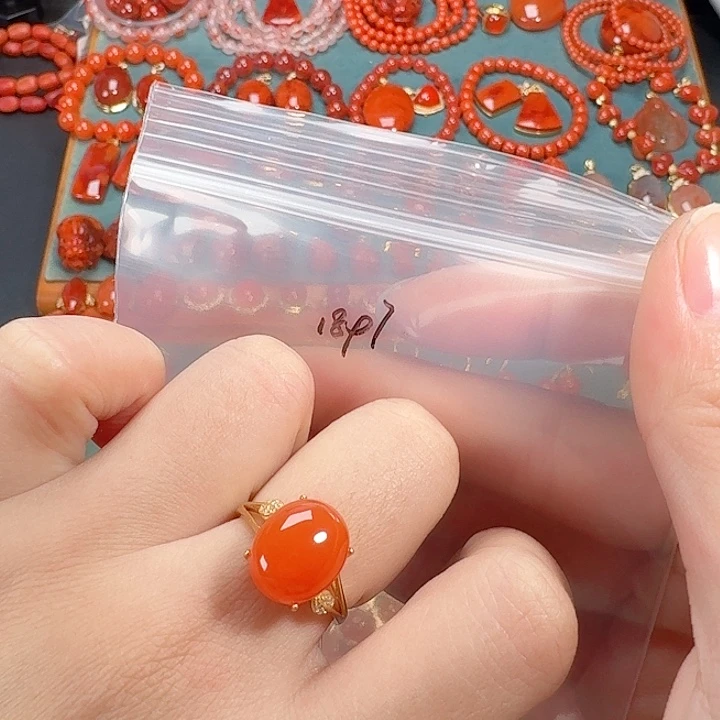 南红玛瑙银S925镶嵌戒指