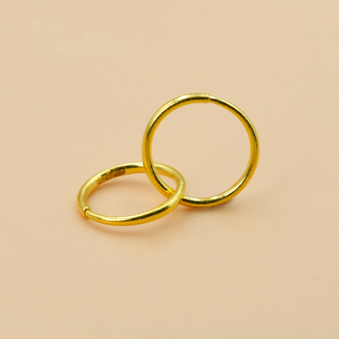 金美福足金999黄金圈圈黄金耳饰5G工艺轻奢气质高级感素圈