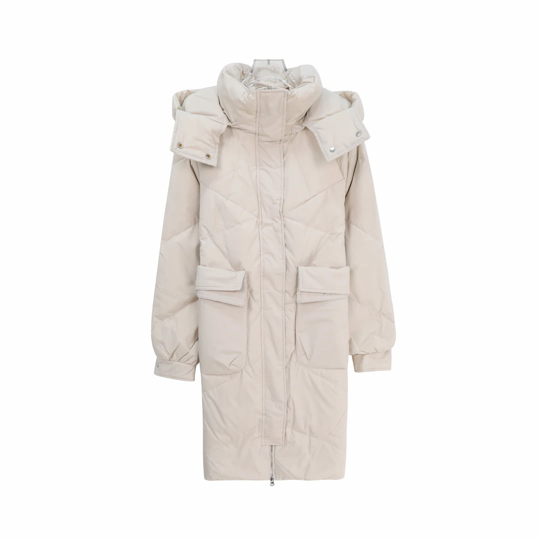 秋冬时尚休闲连帽中长款保暖宽松显瘦羽绒服外套U215