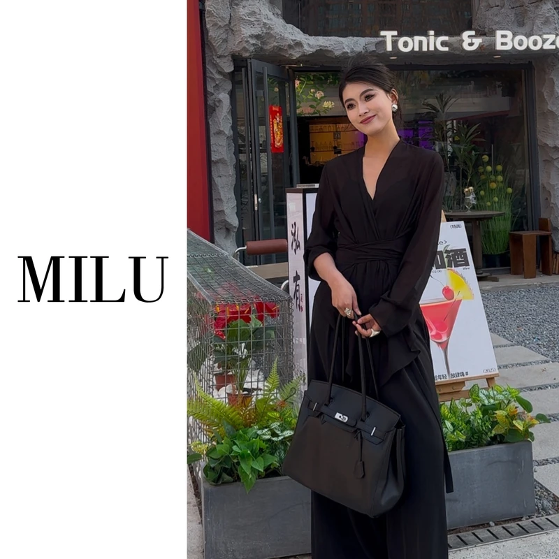 MILU 如风柔美┋/不规则交叉束腰雪纺上衣设计感外搭