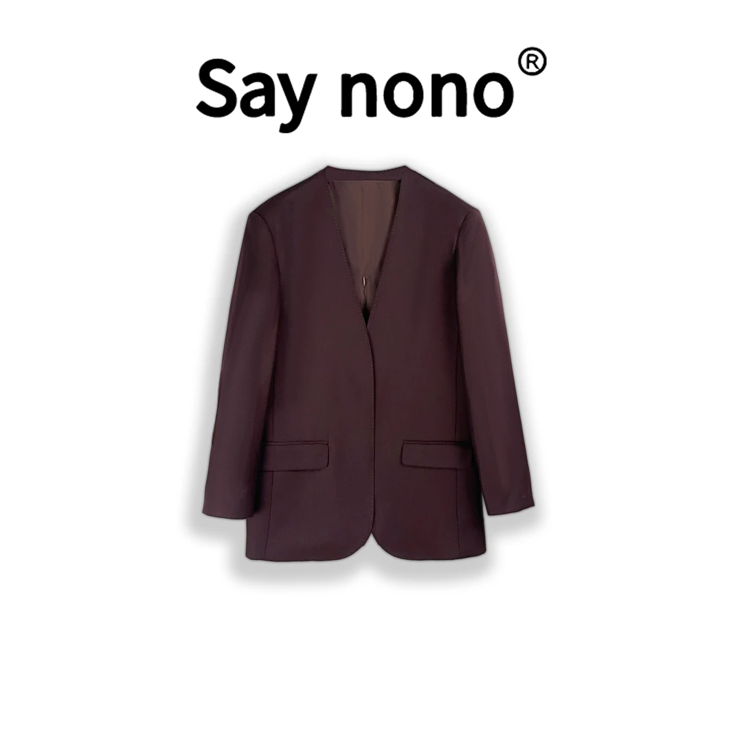 懒猫nono│Saynono 轻奢进口澳洲羊毛休闲百搭女士西装外套F8150