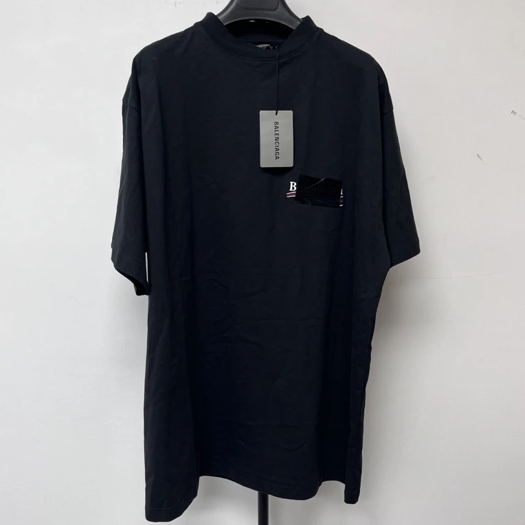 未使用 Balenciaga/巴黎世家 纯色徽标印花遮挡圆领短袖 02446