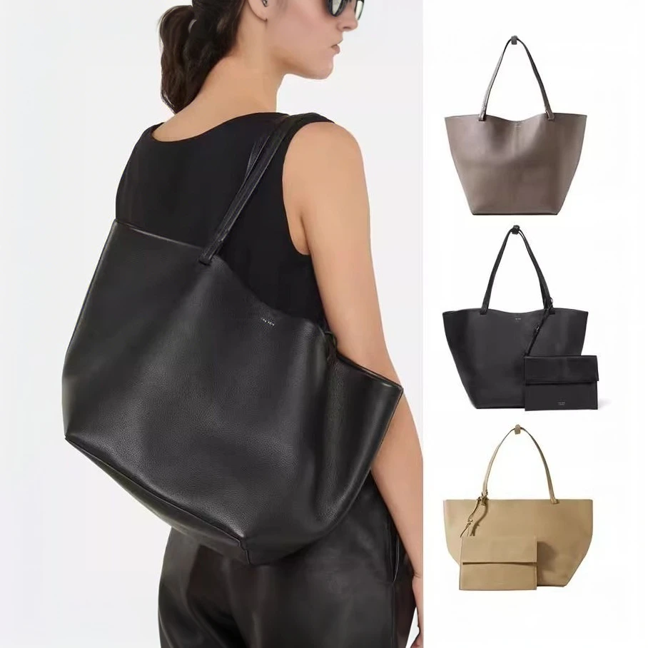 纯原TheRow荔枝纹牛皮时尚真皮托特包通勤红色荔枝纹大容量托特包