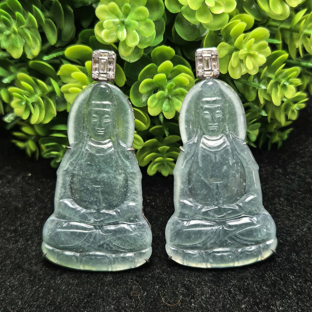 JAT5497【东齐珠宝】翡翠A货观音吊坠-配链/绳-多样性发货只发一件