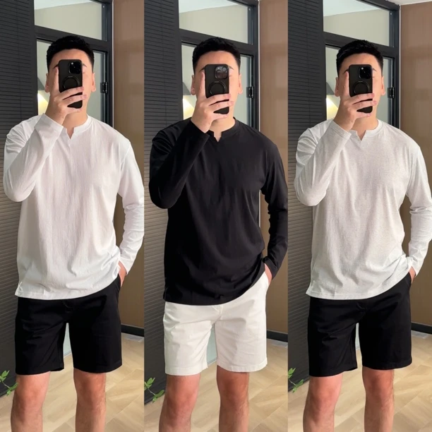 26018男士夏季云纱防晒T恤简约百搭凉爽透气