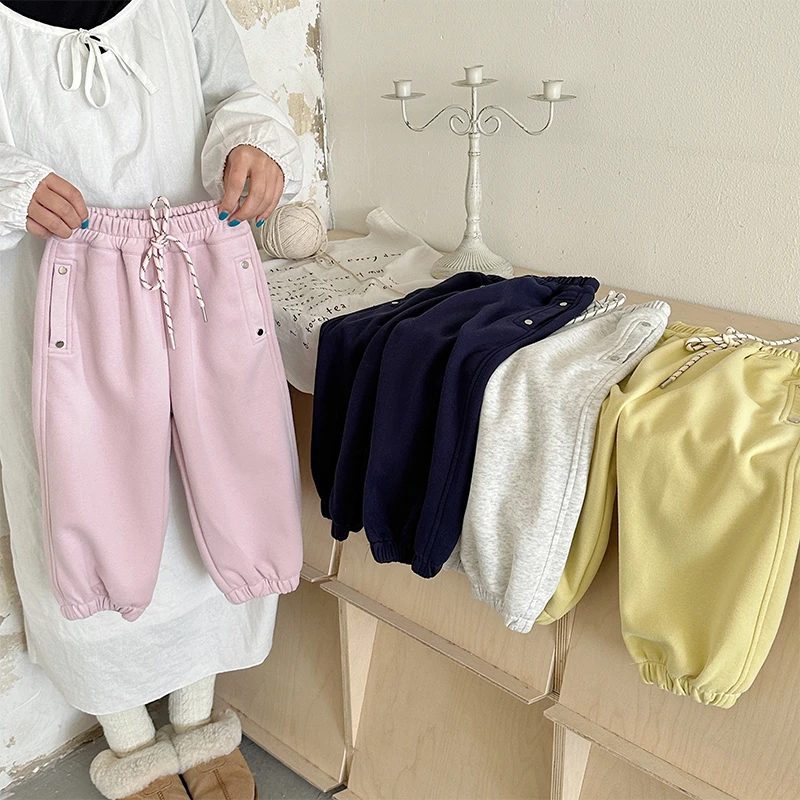 【橘子家】女童春季新款纯色卫裤春季新款束脚运动裤HS61056