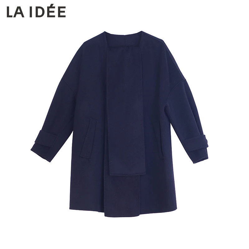 罗兰伊杜/LAIDEE时尚宽松型呢大衣女士气质毛呢外套毛