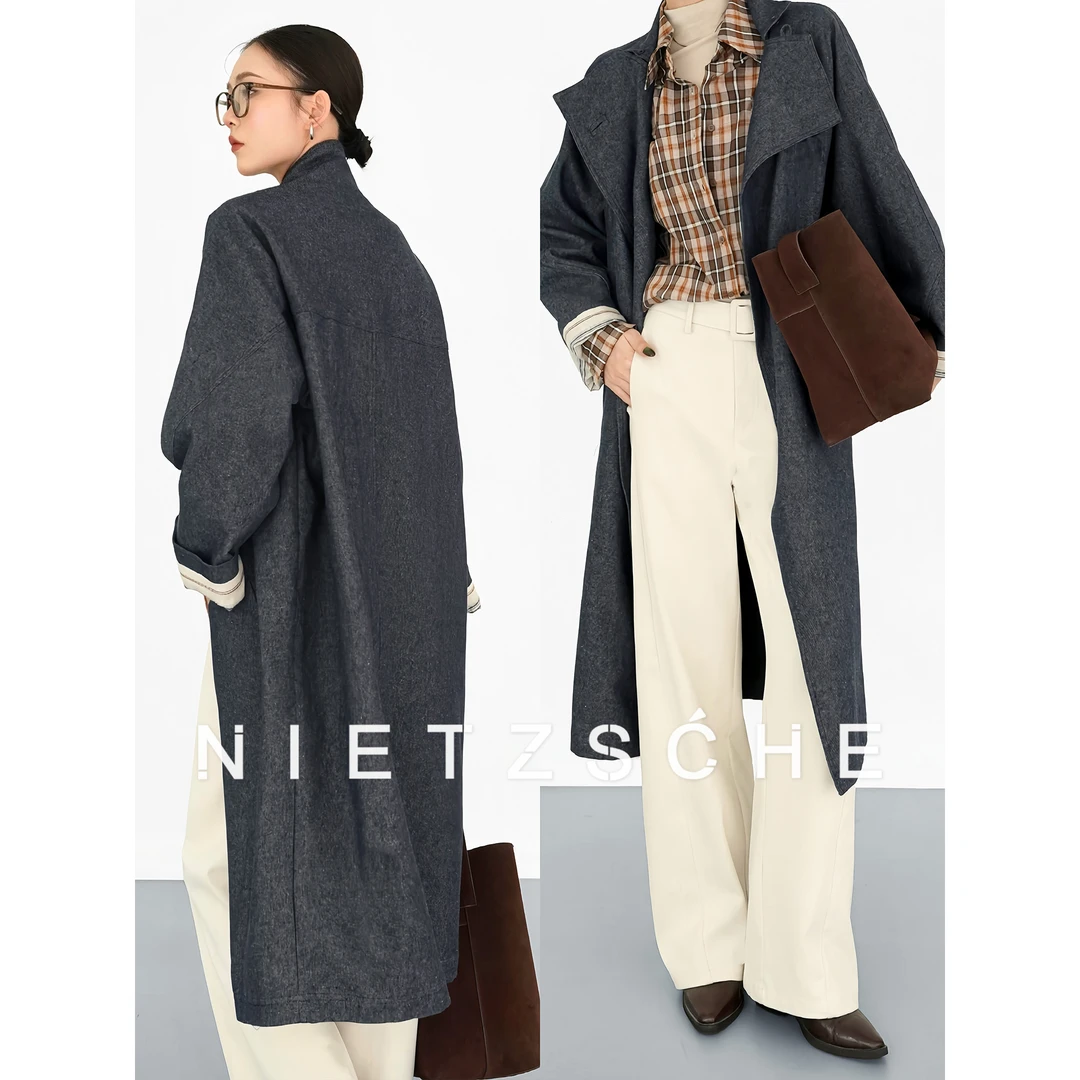 Nietzsche｜山屿｜静奢老钱风 色织亚麻棉 大牌感显瘦风衣外套50200