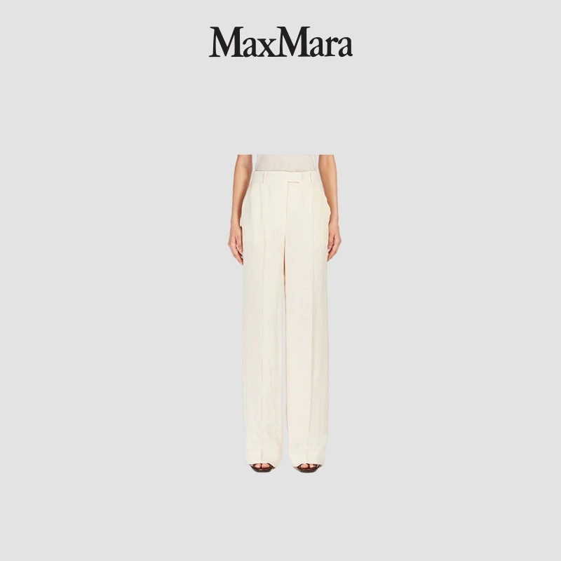 MaxMara 2025春夏新品女装高腰亚麻长裤6131035206