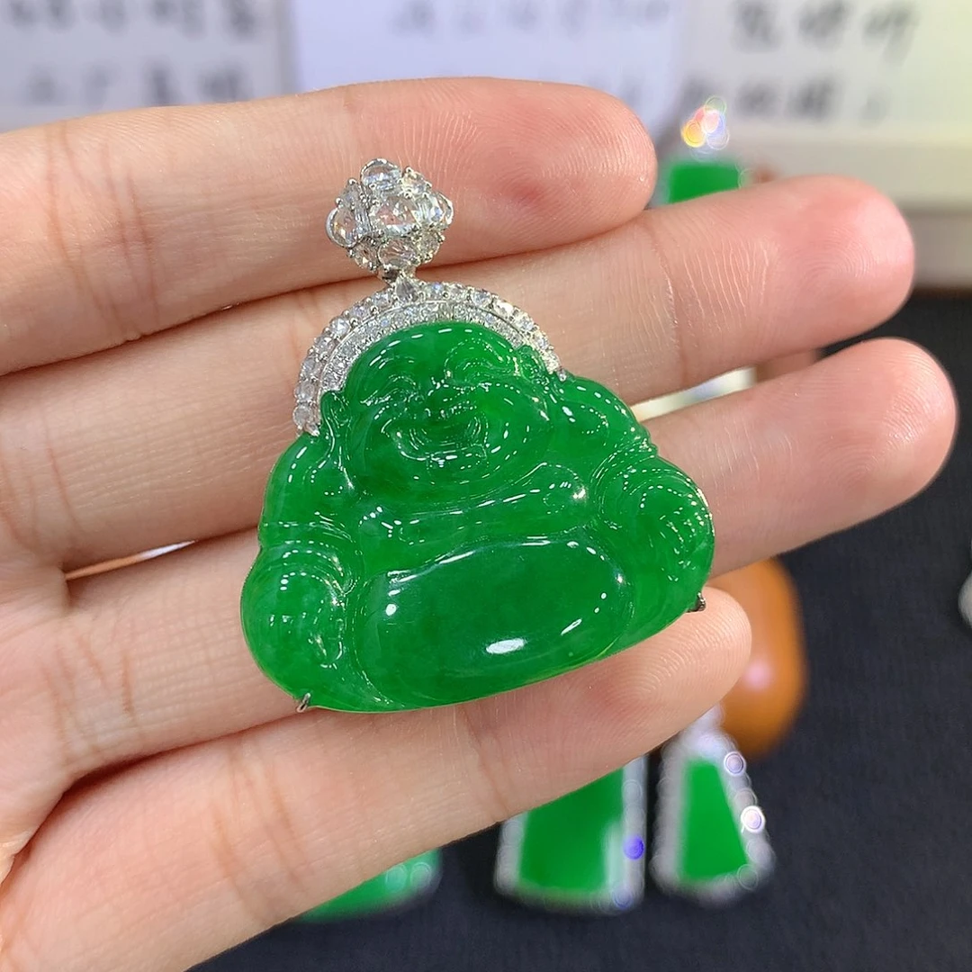【闪购商品】吊坠(不含链)18K金镶嵌翡翠佛公