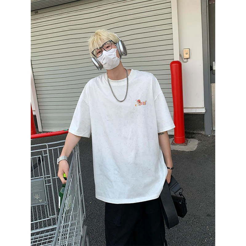 美式潮牌短袖T恤男款夏季薄款复古印花百搭圆领高级感男装上衣