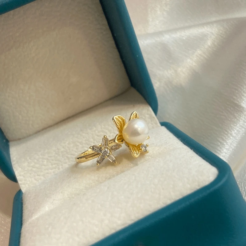 天然珍珠5-6mm白百合花戒指w320