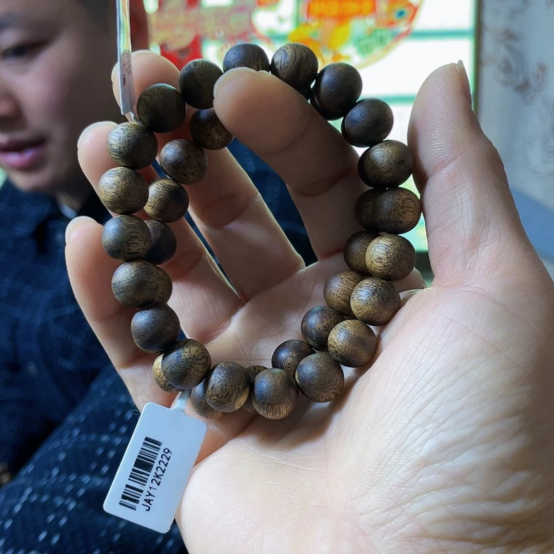 沉香手串海南老白棋圆珠单圈1.0/7克多样性发一
