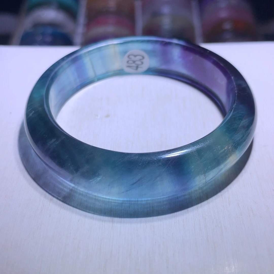 手镯银S925镶嵌水晶萤石54.1圈483