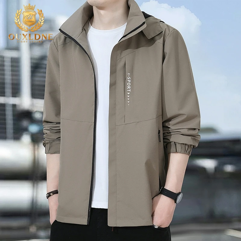 OUXLDNE冲锋衣男春秋季新款高端大码男士男装户外登山服夹克外套