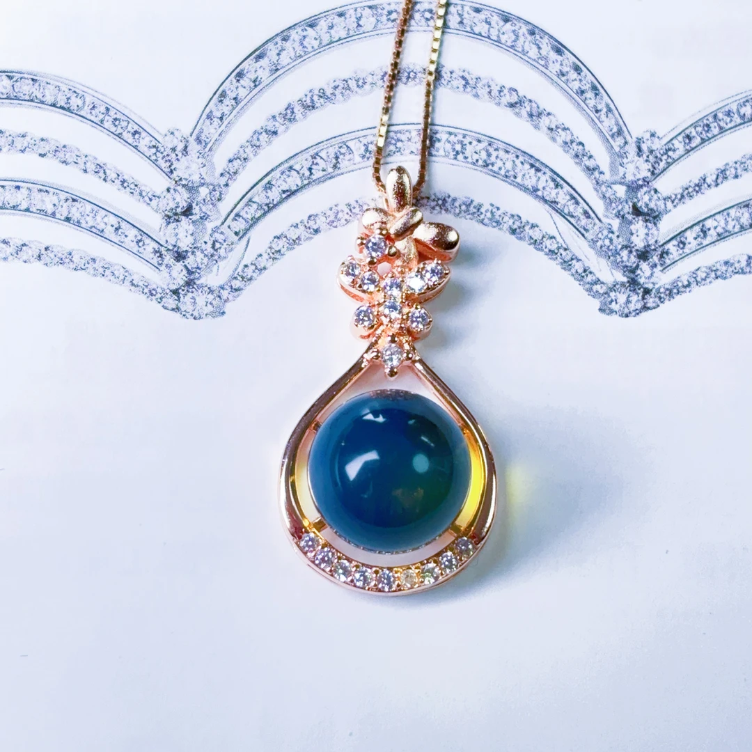 【钰荟琥珀 】多米尼加蓝珀 轻奢风 10mm 天空蓝 净水平安幸福 圆满