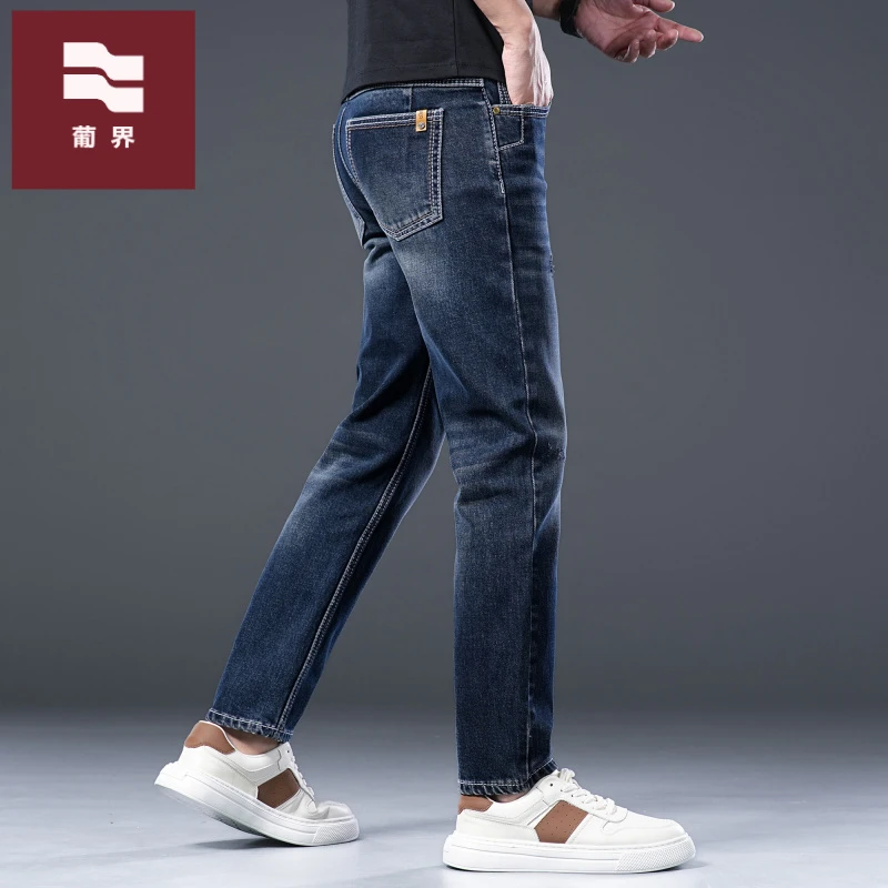 秋季高端男士牛仔裤百搭宽松直筒裤男柔软时尚中青年商务休闲长裤