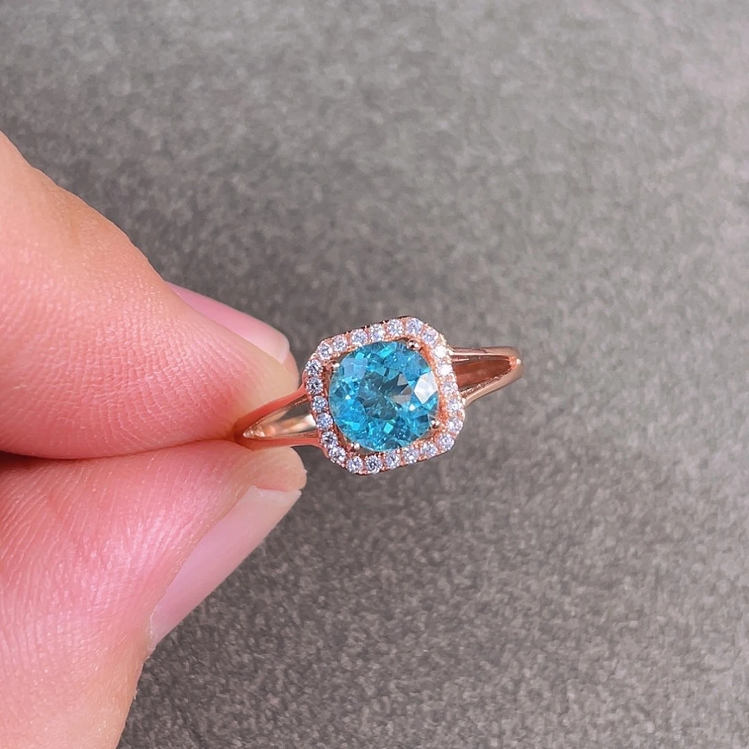 银S925镀金镶嵌磷灰石戒指