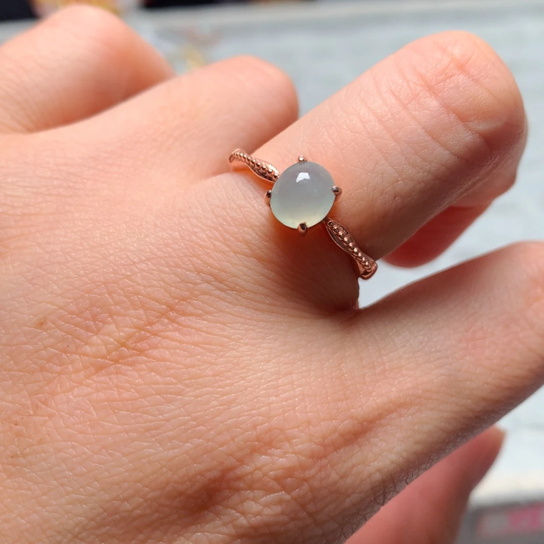 翡翠戒指银S925镶嵌戒指