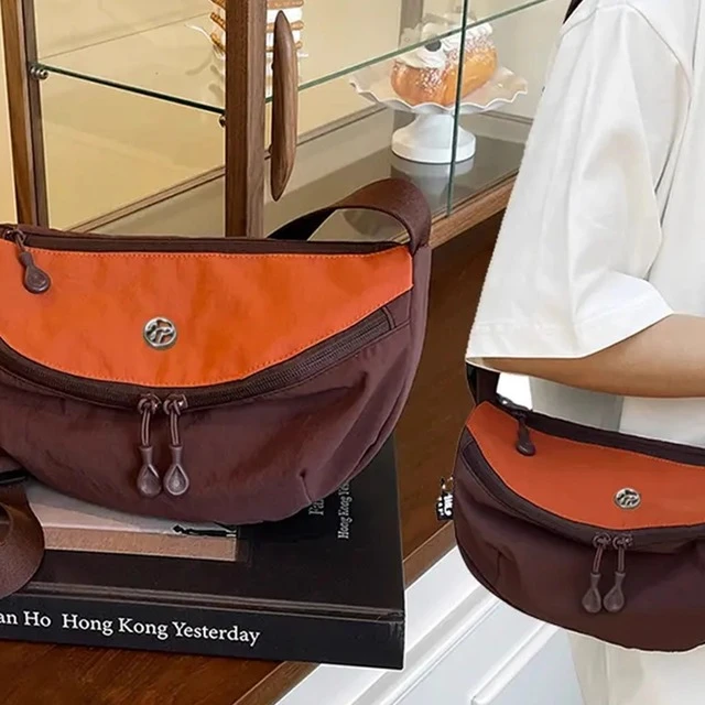 曼月依超轻防水牛津布包百搭腰包胸包单肩斜跨包轻便实用多隔层