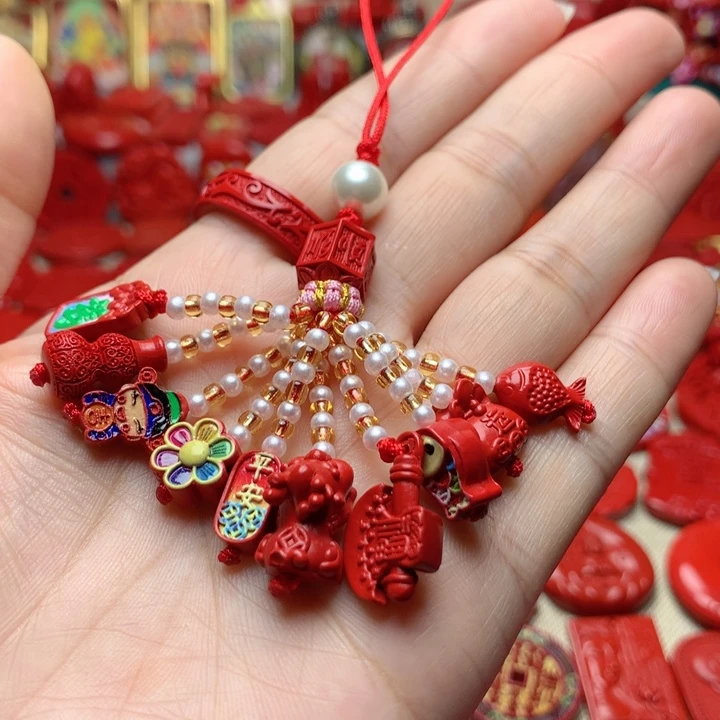 天然辰砂工艺品朱砂手机坠