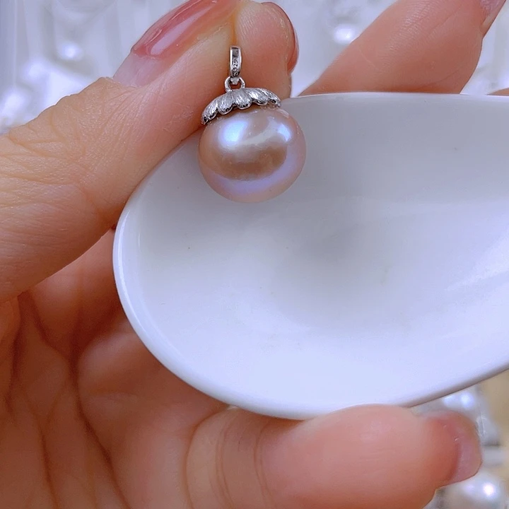 淡水珍珠银S925镶嵌吊坠(赠链)